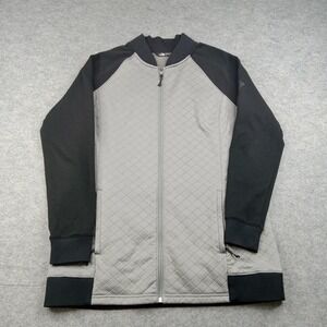North Face Jacket Womens Large Gray Quilted Softshell Fleece Lined Full Zip